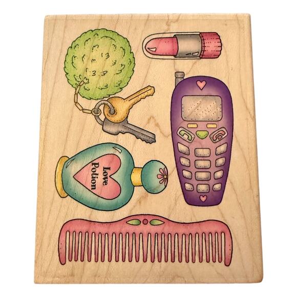 Darcie's RARE R-5719-C Love Potion Lipstick Cellphone LARGE Rubber Stamp - Picture 1 of 3